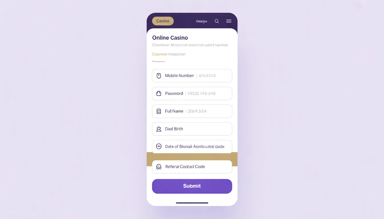 PHLWin registration form showing all 6 required fields including mobile number, email, password, full name, date of birth, and referral code